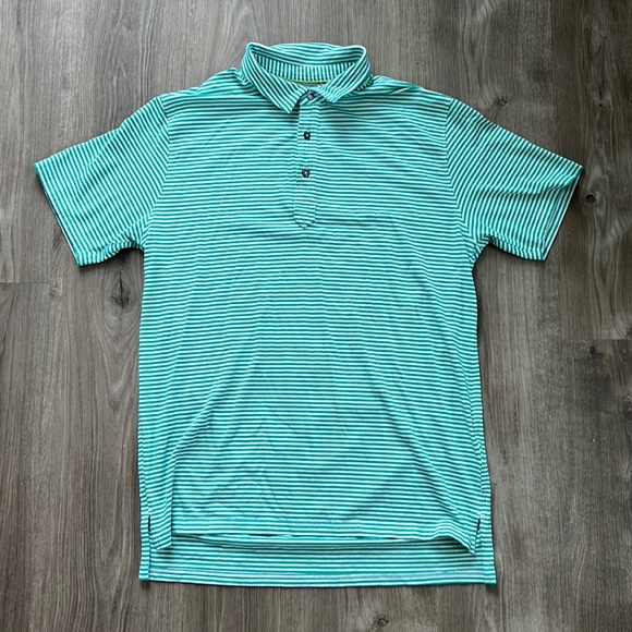 Tasc Shirts Tasc Mens Golf Shirt Polo Green And White Striped